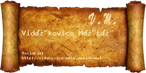 Vidákovics Máté névjegykártya